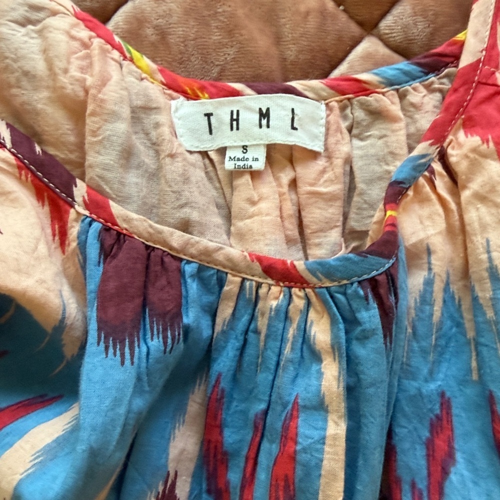 NEW THML flutter sleeve ikat print dress in pink - Picture 6 of 8